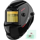 YESWELDER Auto Darkening Welding Helmet, Blue Light Blocking, 1/1/1/1 True Color Solar Powered Welding Hood with 2 Arc Sensors, Wide Shade 3.5/9-13 Welder Mask for TIG MIG ARC and Grind