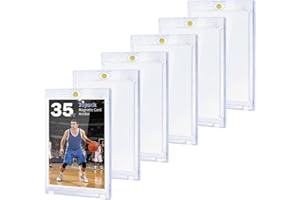 35pt Magnetic Card Holder Protector Case (6 Pack), One-Touch Hard Acrylic Holder with UV Protection for Trading, Sports, MTG 