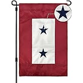 FLAGPARK Military Service Garden Flag Two Blue Stars Embroidered 12x18 Inches Heavy Duty Nylon Durable and Fade-Resistant Gifts for Deployed Military Family Member Service Garden Flag