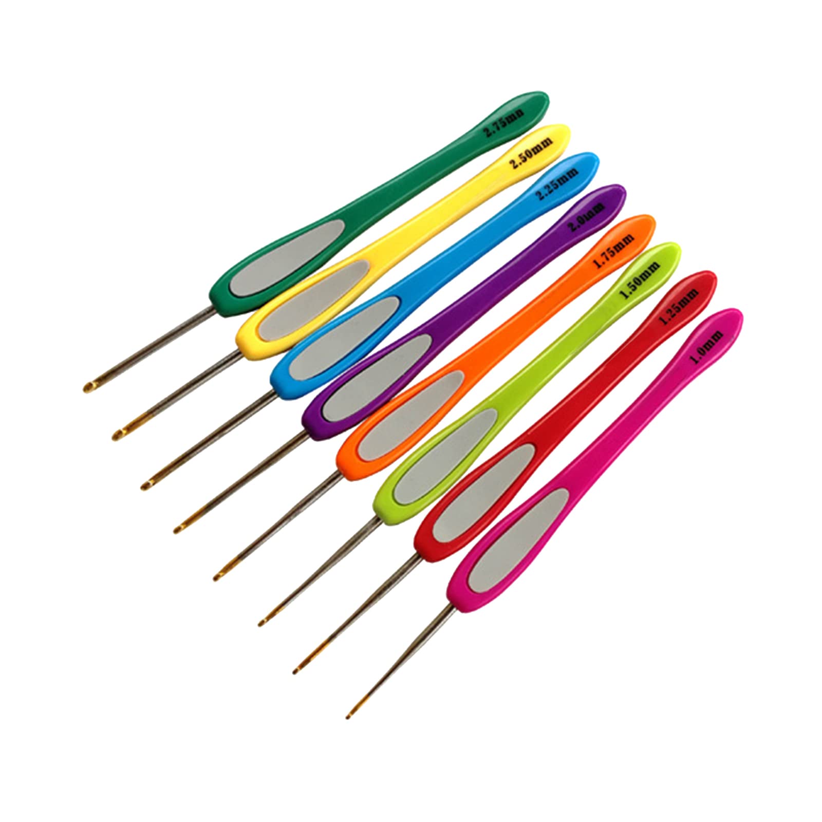 8 Pcs Colorful Handle Crochet Hooks Beginner Crochet Sets Lightweight Crochet Hooks for Knitting （1mm 1.25mm 1.5mm 1.75mm 2mm 2.25mm 2.5mm 2.75mm）