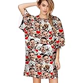 M YESCUSTOM Custom Face Nightgown - Personalized Pajamas Funny Moo Moos Sleepwear for Women Lazy Nightshirts