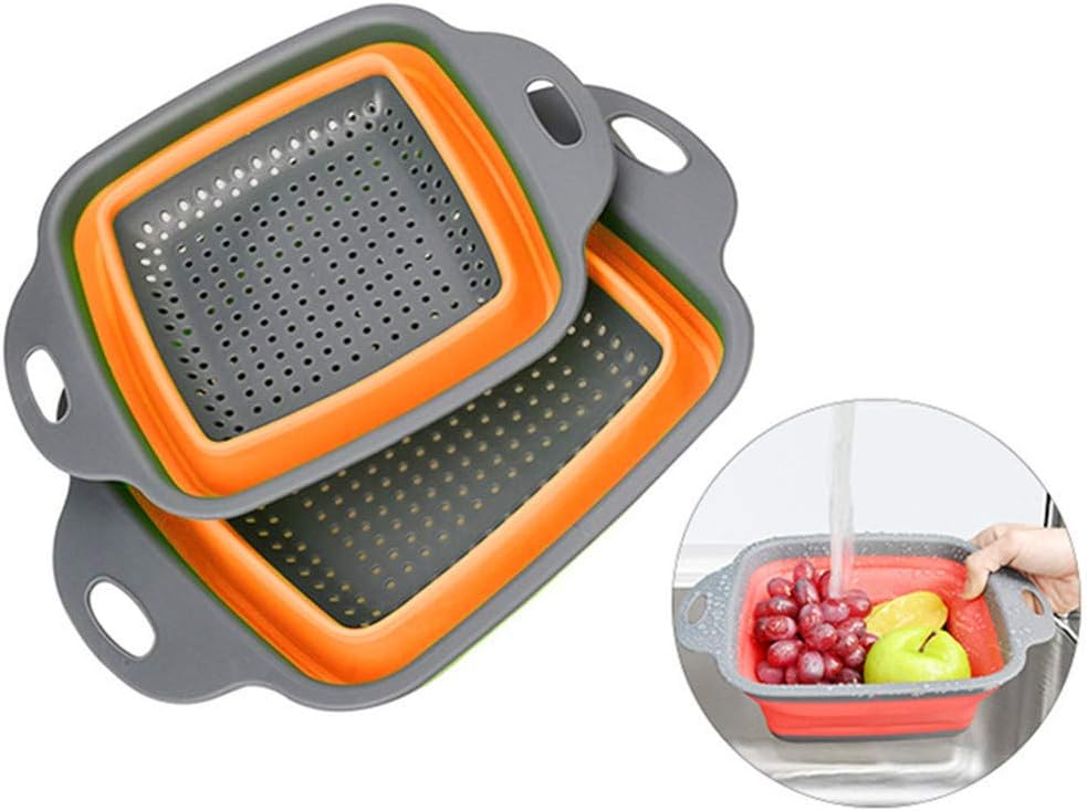 Collapsible Colander With Space-Saving design, Eco-Friendly, Non-Stick Durable, Easy to Clean (Orange, L)