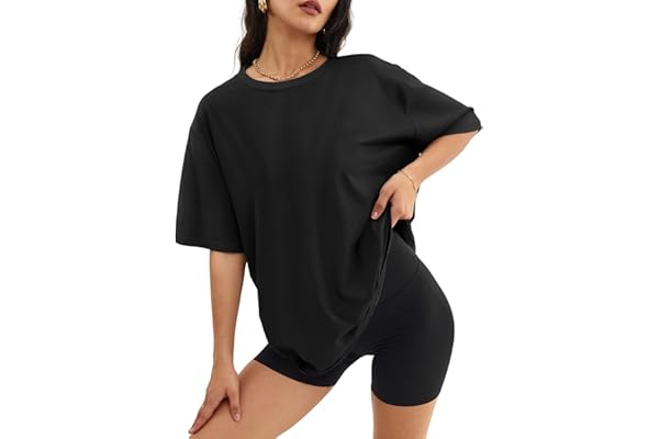 ATHMILE Womens Oversized T Shirts Loose Fit Crewneck Short Sleeve Tops Summer Casual Blouse Y2K 2024 Basic Tee