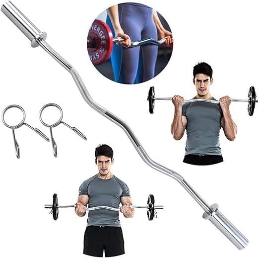 Digital Techno 4ft (1.2m) Chrome Curling Weight Lifting EZ Curl Bar for