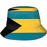 Cute Bahamas Flag Bucket Hats Fashion Sun Cap Packable Outdoor Bahamian Boonie Cap for Unisex Women Men
