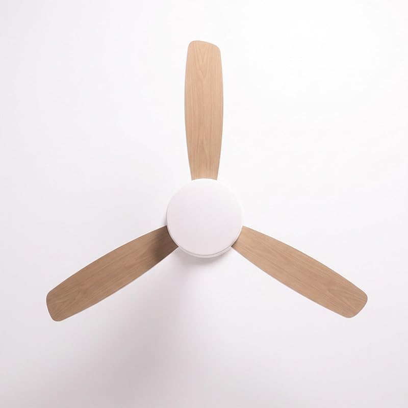 – Deckenventilator mit verstellbarem LED-Licht | Weißer Fächer aus Naturholzimitat | Fernbedienung | 3 Geschwindigkeiten | 70W| Timer| Durchmesser 106cm| Sommer- und Winterfunktion