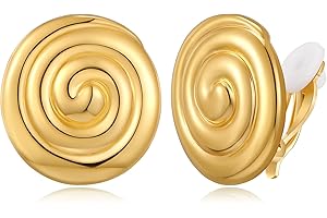 MUYAN Gold Silver Chunky Clip on Earrings for Women Curved Square Thick Clip Earrings Everyday Lightweight Jewelry