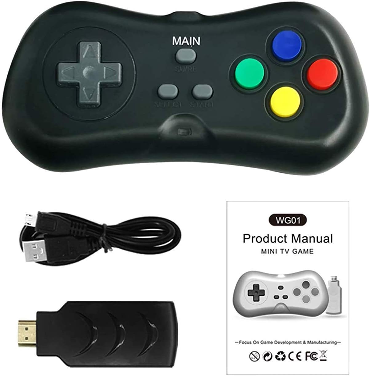 DigitCont Retro Game 2.4G Wireless Game Dongle Easy Plug and Play Built-in 638 Classic Games 1080p HDMI 2 Players Support Black: Toys & Games