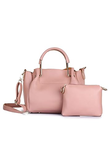 Vogue Street Womens PU Handbag with Sling Bag/Pouch (Pink)