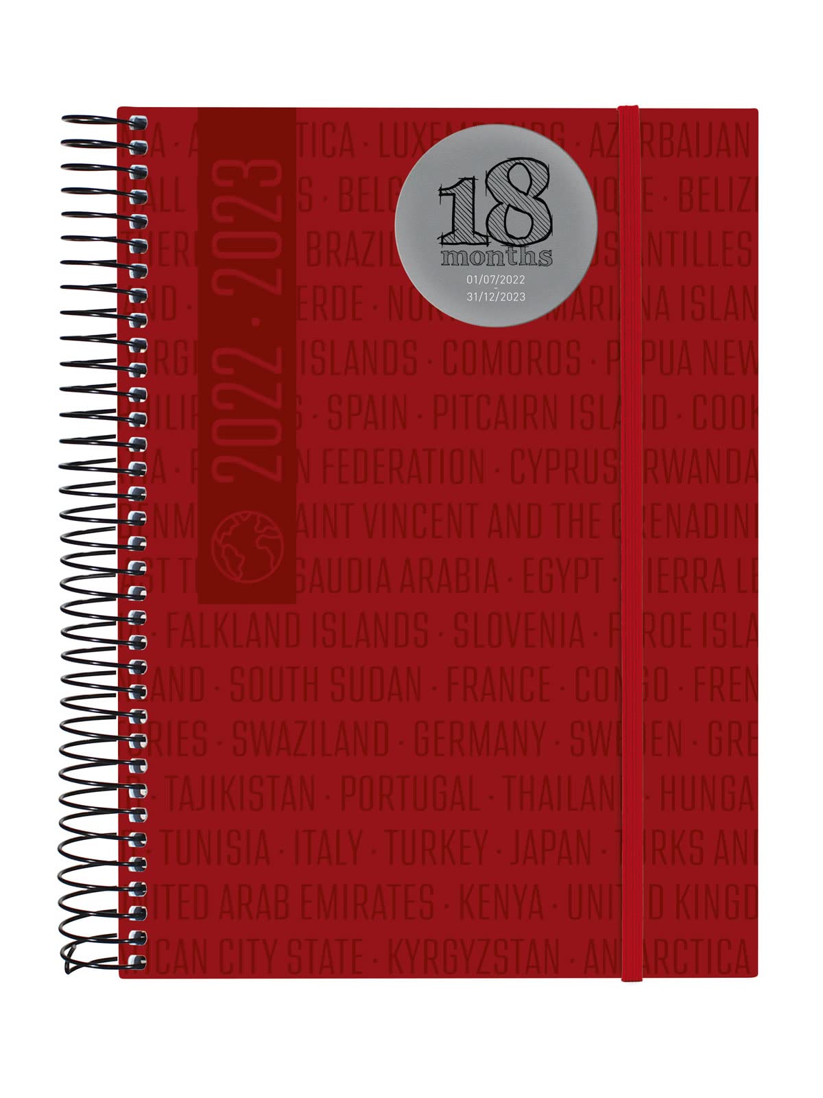 Finocam - Diary 2022 2023 Spiral Bound 18 Months 2 Days per Page July 2022 to December 2023 (18 Months) Travel International