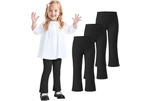 ZUEMET 3 Pack Baby Girls Flare Leggings Toddler Bell Bottoms Pants Infant Girl Soft Cotton Clothes Size 18M-5T
