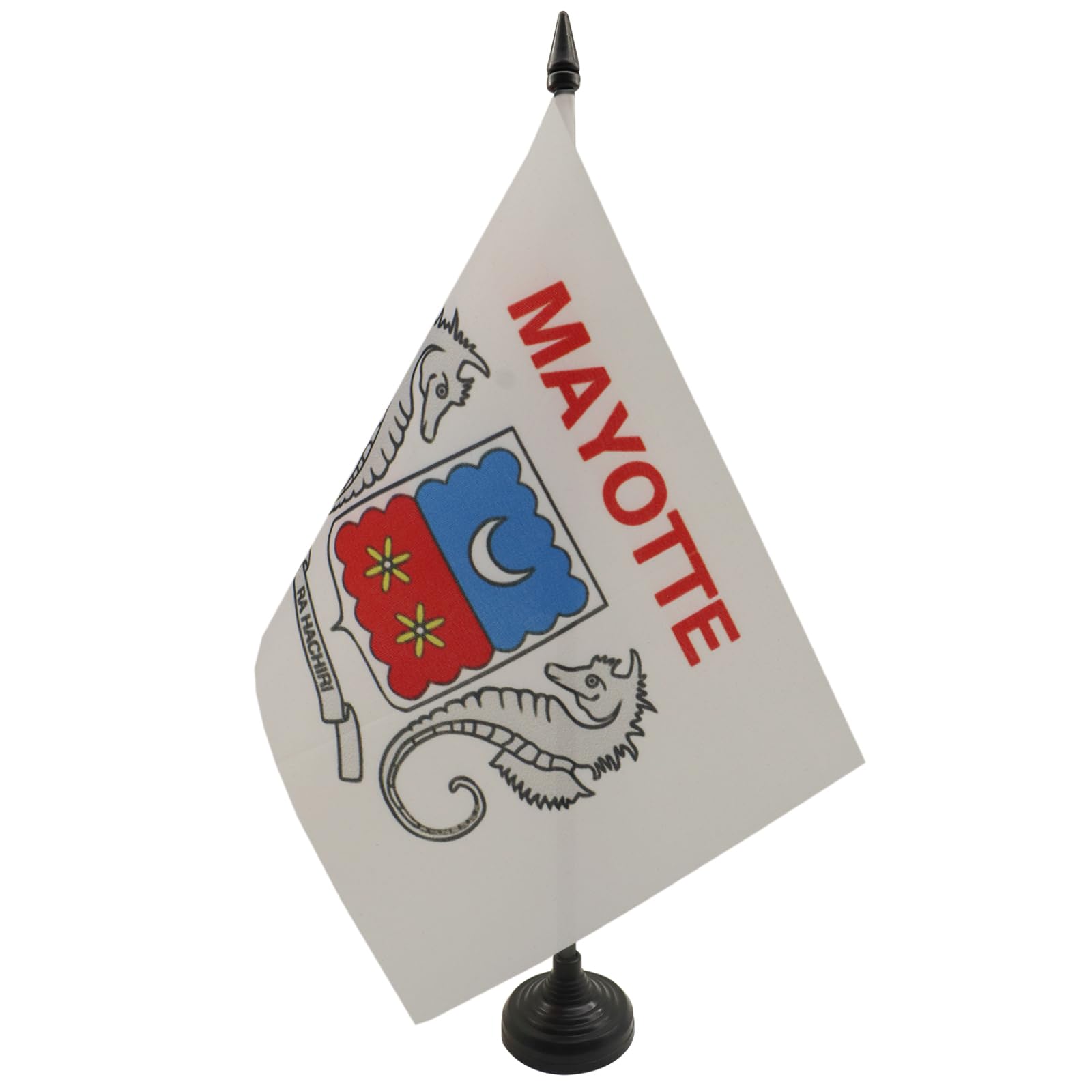 AZ FLAG Mayotte Table Flag 5'' x 8'' - French region of Mayotte Office Decoration 100% Polyester 21 x 14 cm - Mini Desk Flag with Pole and Black Plastic Base — image 1