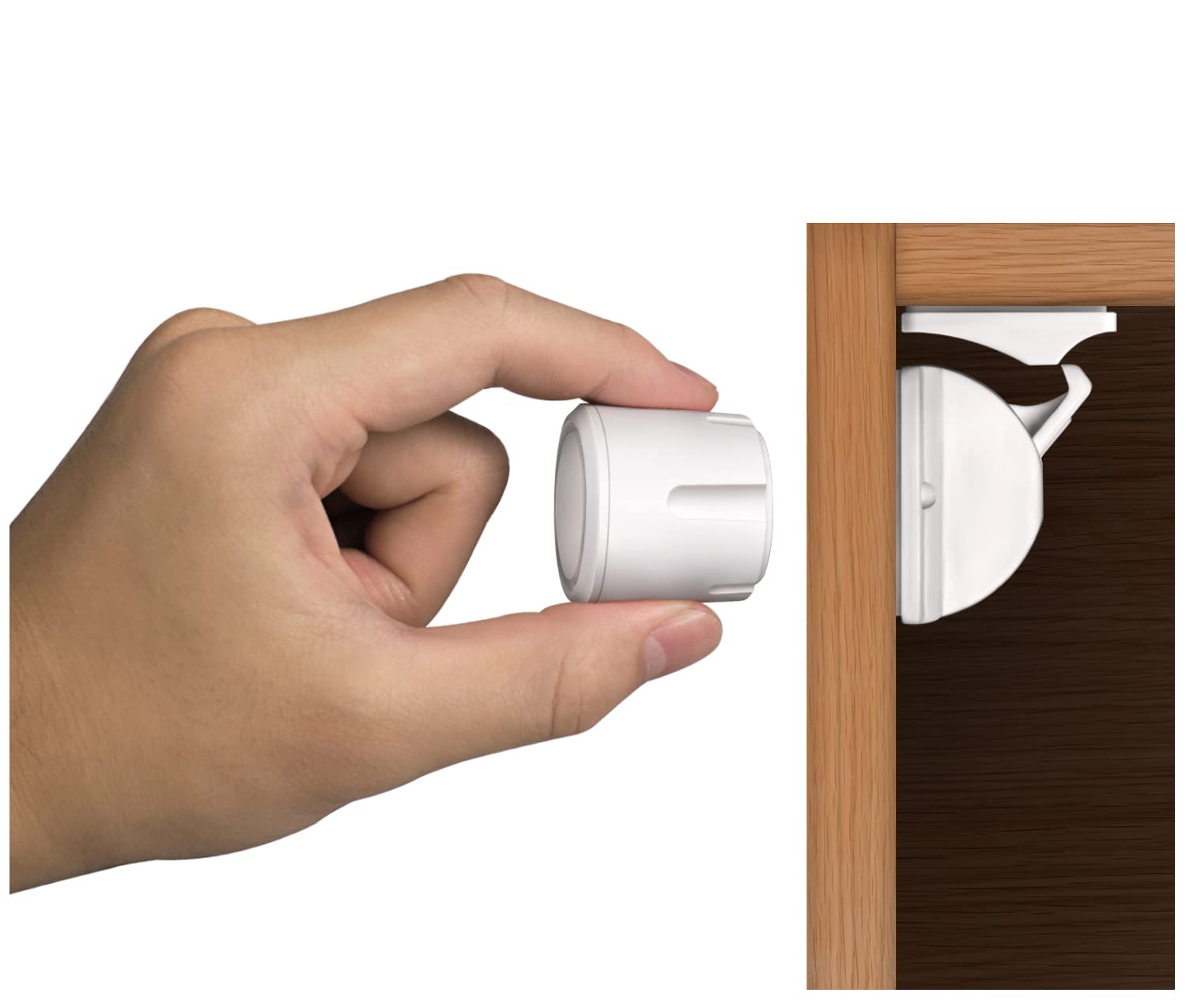 Norjews Child & Baby Safety Proof Magnetic Cupboard Locks (8 Locks & 2 Keys), Easy Install in Seconds, Invisible Child Safety Locks for Cabinets and Drawers, No Screws or Drilling, White