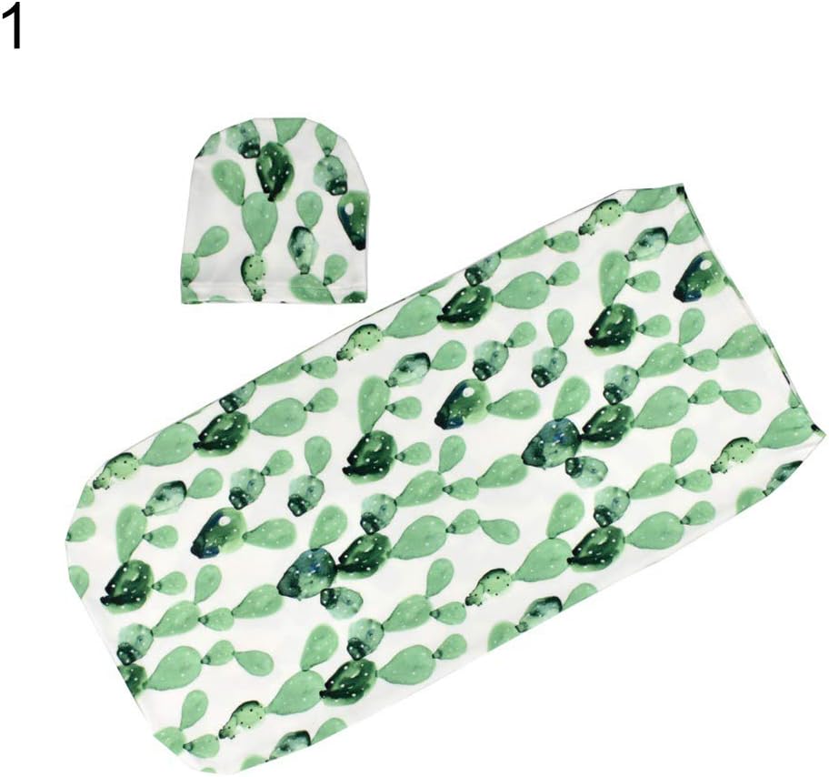 Lsgepavilion Cotton Blend Printed Newborn Baby Infant Wrap Blanket Swaddle Sleeping Bag with Hat