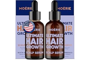 MOERIE Ultimate Hair Growth Serum for Natural Hair Regrowth & Thickening - Anti Thinning & Hair Loss Treatment for Women - Rapid Hair Growth Products - Scalp Oil Alternative - 1.69 fl oz, 2 pack