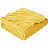 Hansleep Fleece Yellow Twin Blanket, Super Soft Flannel Fuzzy Plush Cozy Blanket for All Seasons, Yellow, Twin 60x80 Inches