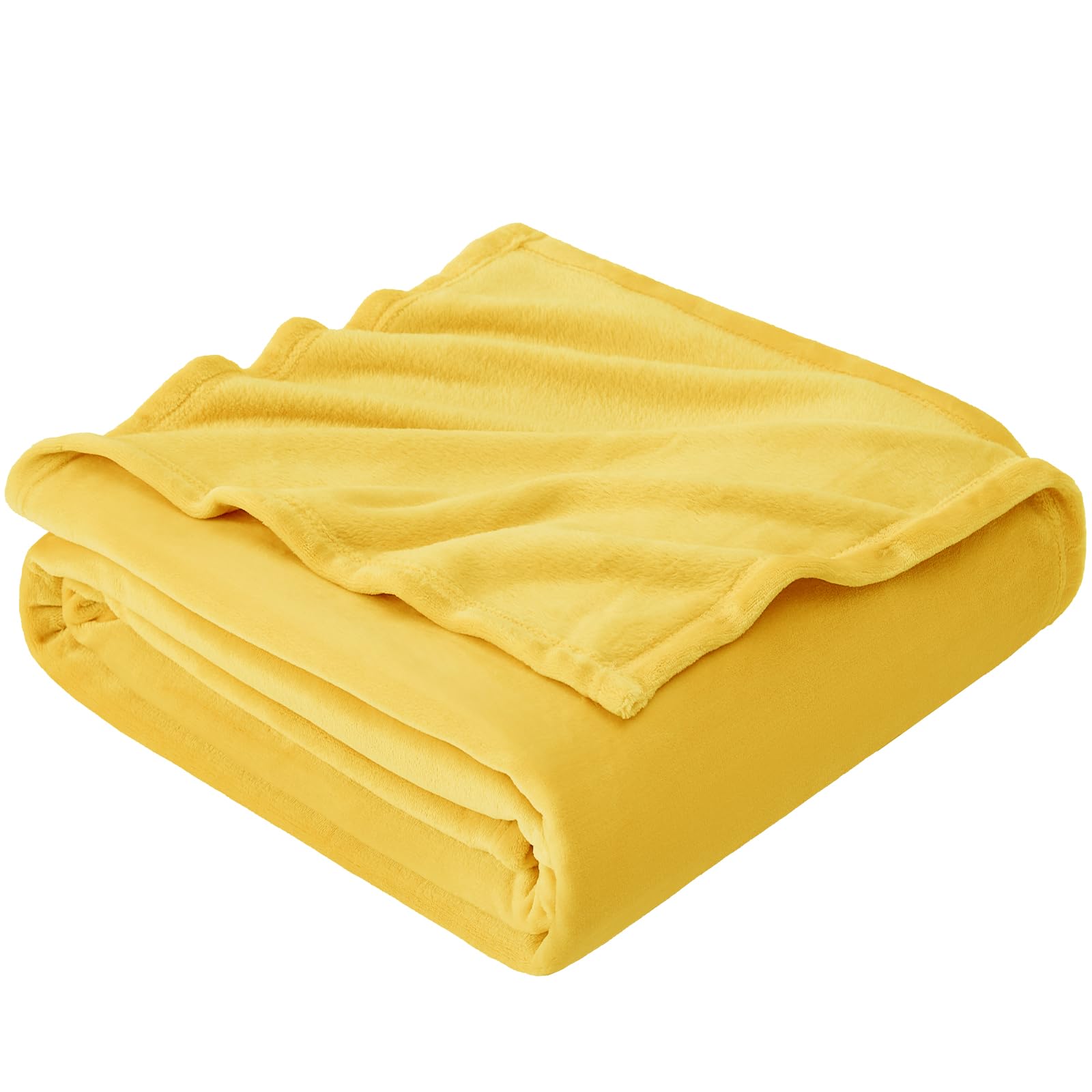 EHEYCIGA Fleece Blanket Throws for Sofas Large Fluffy Warm Soft Blanket for Bed Settees Armchairs, Fit All Season, Mustard, 220x240cm