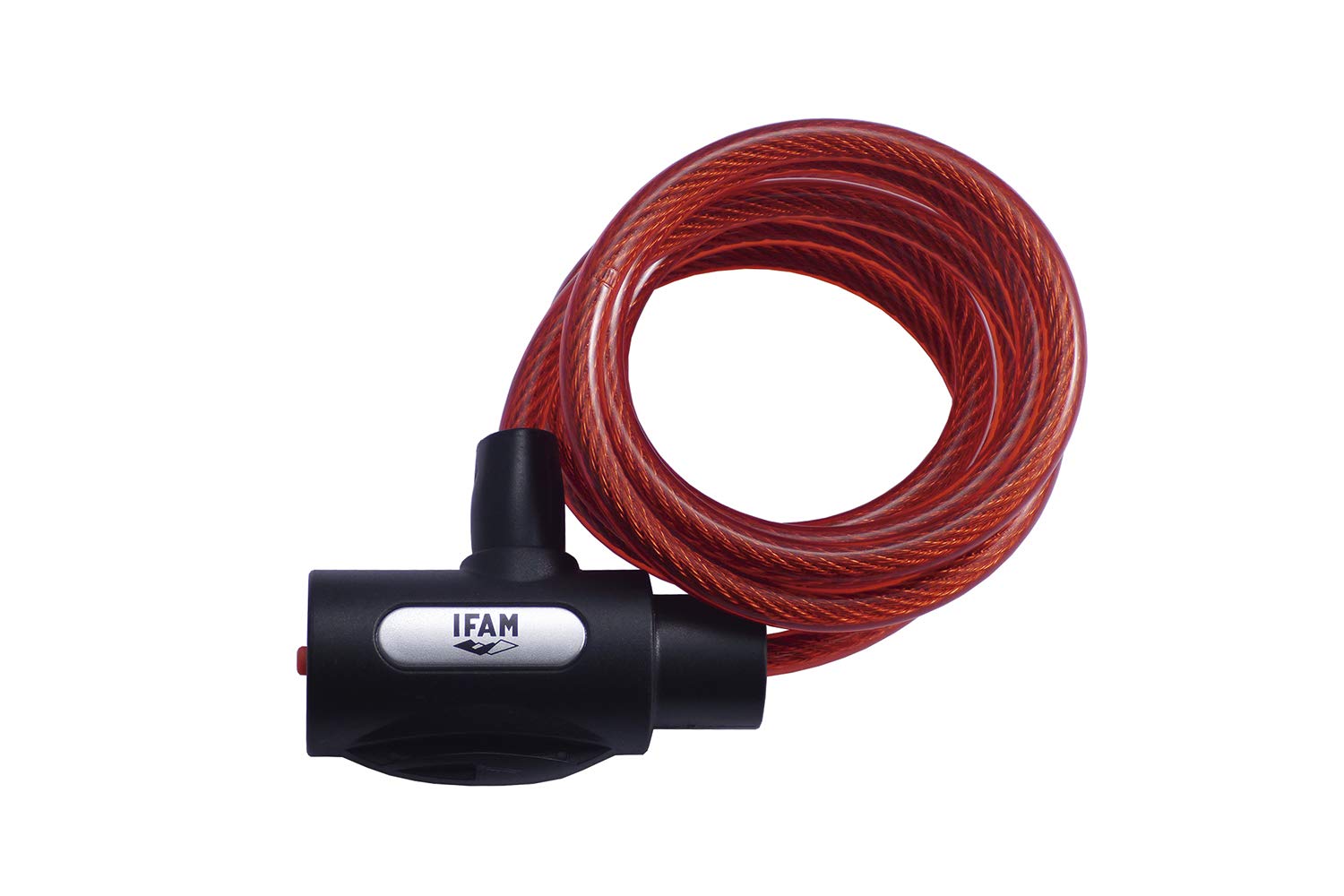 IFAM, Anti-Theft Cable for Bikes, Junior Spiral Model, Children's Bikes, High Security, Steel Cable, Red, 180 cm Length