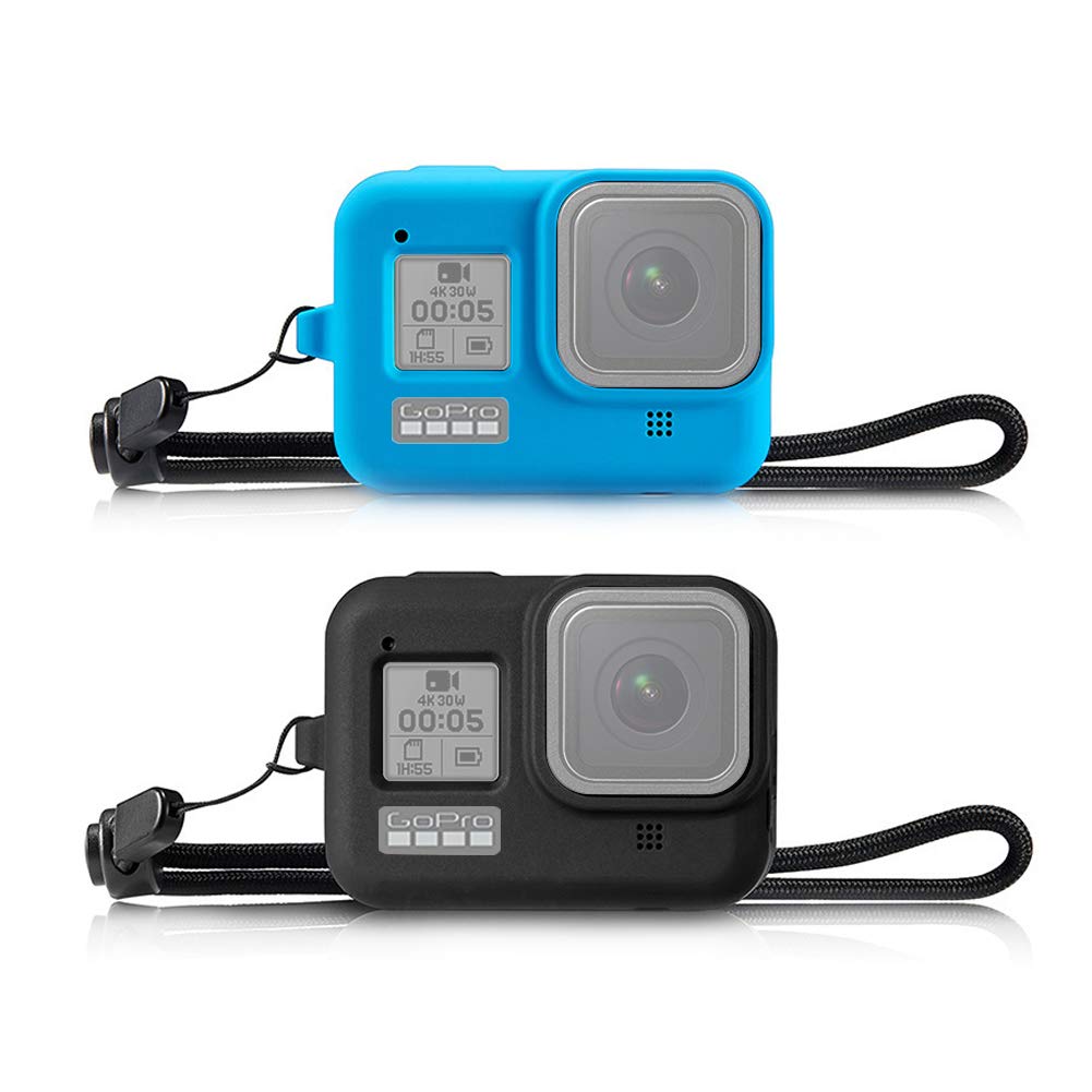 ParaPace Silicone Rubber Protective Case for GoPro Hero 8 Black Action Camera, Housing Case Protector Cover for GoPro Hero 8 Black（Black and Blue）