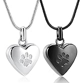 zeqingjw Pet Cremation Jewelry for Ashes Pendant Paw Print Pet Heart Urn Necklace Memorial Keepsake Jewelry for Pet/Dog's/Cat's Ashes