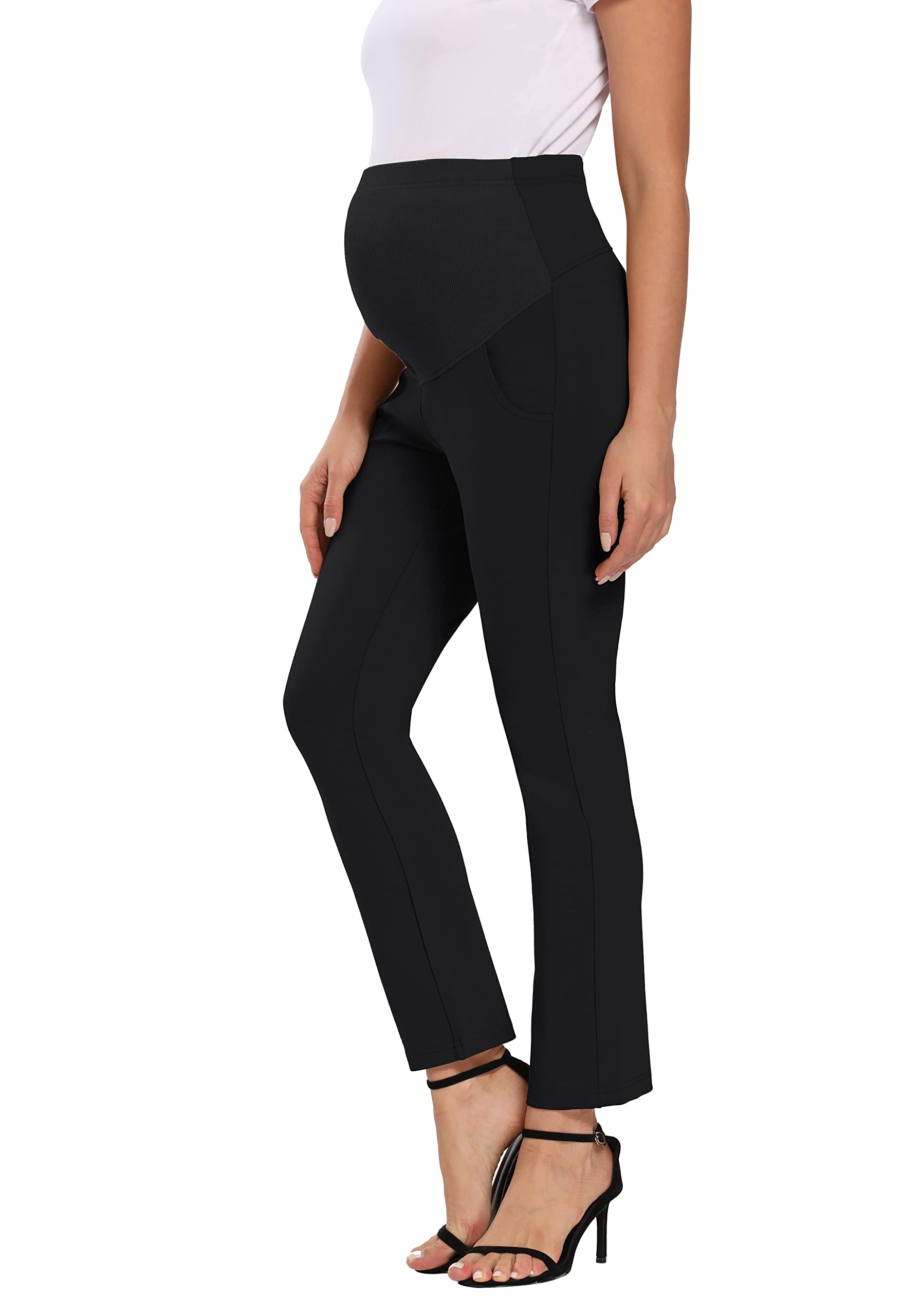 Foucome Women's Maternity Work Pants Over The Belly