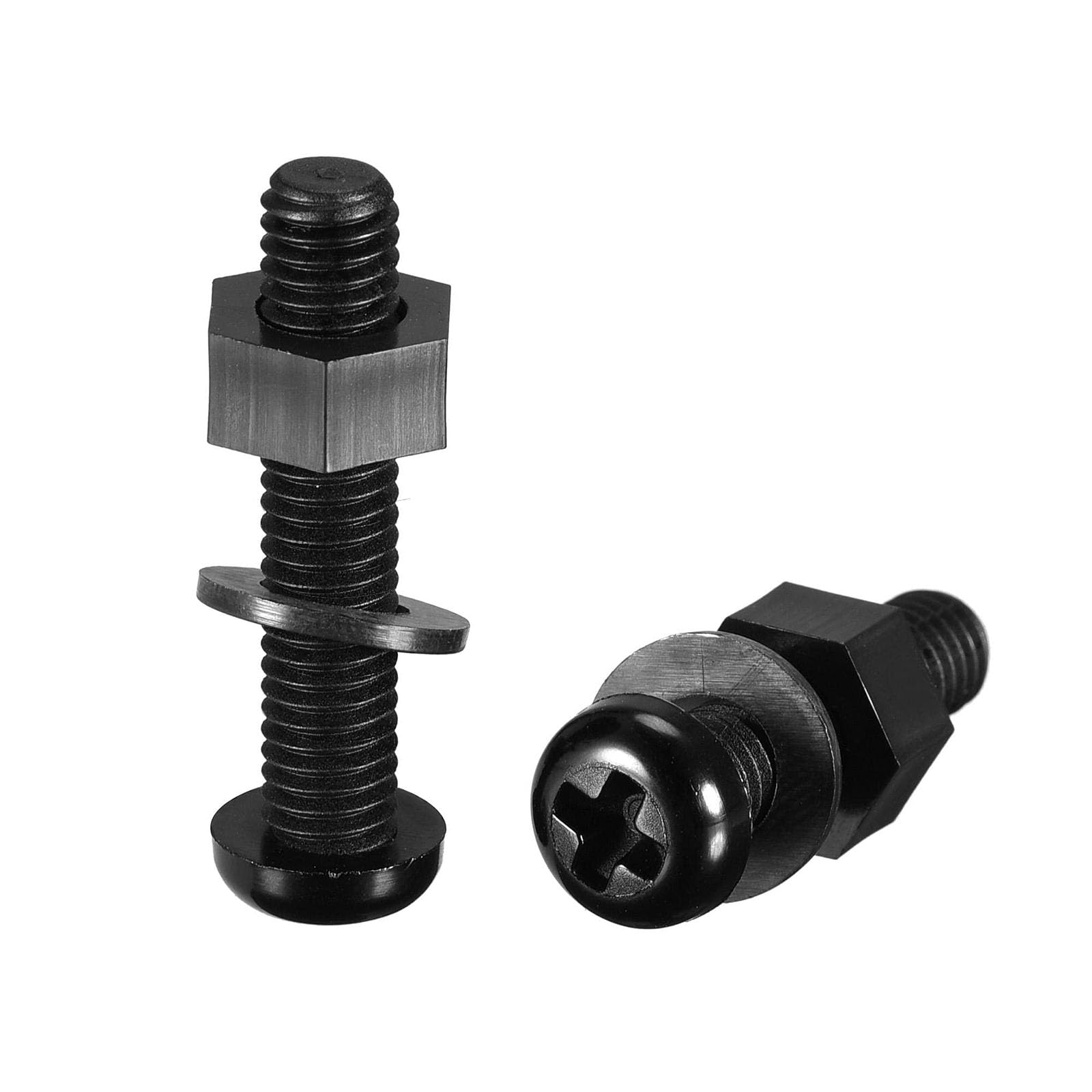 TOP-VIGOR 20Pcs M6x30mm Nylon Screw Nut Washer Assortment Kit, Round Head Machine Screw Bolt Nuts Flat Washers for Fixing Component, Industrial and Construction Fasteners, Black