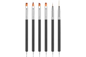 HOMTOP 6PCS Double-Ended Nail Art Brush Kit For Gel Polish, Liner, Drawing, And Detailing - Professional Nail Design Pen And Paint Brushes Set