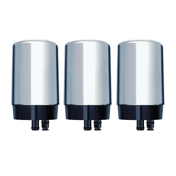 BRITA REPLACEMENT WATER FILTER FOR FAUCET MOUNT, REMOVES 99% OF LEAD, SINK FILTRATION SYSTEM, CHROME, 3 COUNT