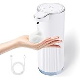 XINKORA Automatic Foaming Soap Dispenser, 4-Level Adjustable Electric Foam Hand Soap Dispenser, USB Rechargeable Touchless fo