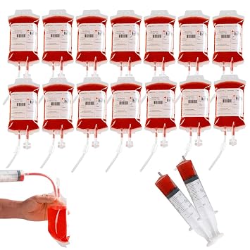 25 Packs Halloween Blood Iv Bag Reusable Energy Drink Container Juice Pouch Prop Cups For Zombie