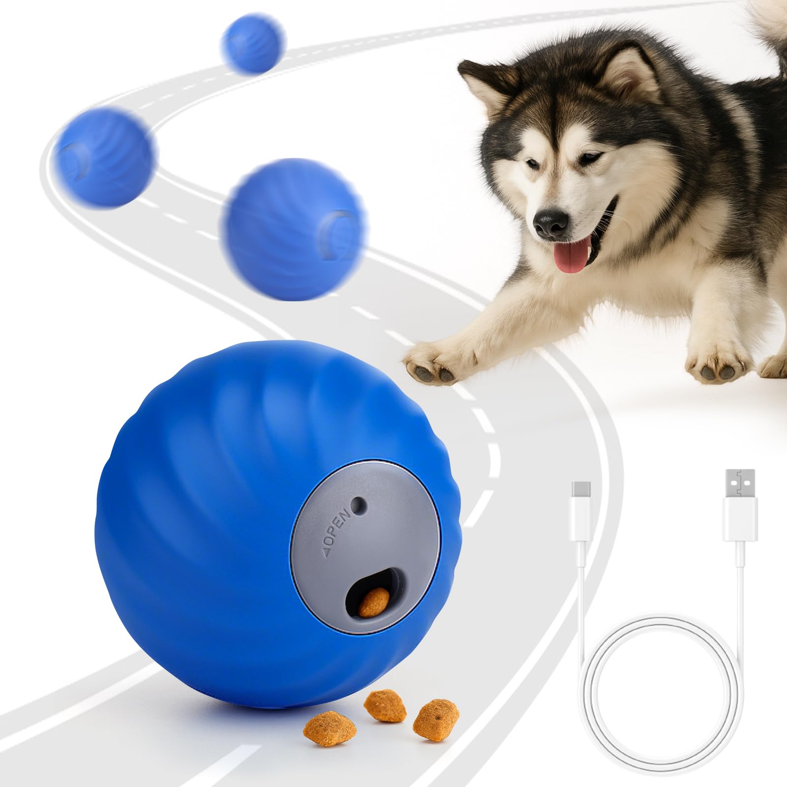 Photo 1 of Palksky Interactive Dog Ball Toys to Keep Them Busy,Electric Puzzle Toy for Boredom, Rechargeable & Easy to Use,Pet Supplies,Blue