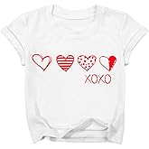 PNORATM Girls Valentines Day Shirt Toddler Boy Valentines T Shirt Kids Summer Short Sleeve Tops XOXO Love Heart Graphic Tees