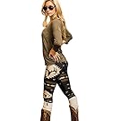 GBSELL Women Bull Arrows Printed Stretchy Pants Leggings Sport Casual (Black, M)