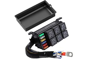 XINTAIHELE 12V Fuse Relay Box 6 Way 5Pin Pre Wired Waterproof Relay 12ATC ATO Fuses Panel for Automotive Cars Trucks Marine B