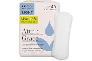 ATTN : GRACE Attn: Grace Panty Liners for Women - 46 Liners – for Light Urinary Incontinence, Bladder Leakage or Postpartum - 100% Breathable & Plant-Based Materials Active Odor Control - Free from Harsh Chemicals