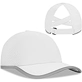 Women Criss Cross Ponytail Baseball Cap, Breathable Mesh Run Ponycaps, Reflective Quick Dry Trucker Hat, Cooling Sport Cap