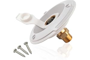 DICSLEY RV City Water Fill Inlet Flange Connection Fittings with Check Valve fit RV Camper Trailer Marine Hose Water Inlet Connector Replacement for Connect 3/4'' NH Female to 1/2'' NPT Male (WHITE)