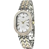 VILKFY Women Vintage Gold Rome Watch Oval Case Adjustable Stainless Steel Watch Band Waterproof Analog Quartz Watch