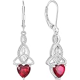 Rocayi Infinity Celtic Knot Earrings 925 Sterling Silver Dangle Drop Leverback Earrings Birthstone Jewelry Gifts for Women