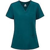 COZYFIT Scrub V-Neck Tops for Women, Soft Stretch Women's Tops Easy Care with 3 Pockets