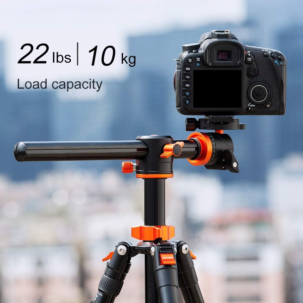 K&F Concept TM2515T1 Professional 67 inch Camera Tripod Horizontal Aluminium Tripods Portable Monopod with 360 Degree Ball Head Quick Release Plate for Canon Nikon Sony DSLR Cameras : Camera & Photo