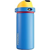 POWCAN 18 oz Insulated Water Bottle with Straw: 2-in-1 with Push-Button Spout & Quick-Flip Straw, Leakproof, Cold 24Hrs, Fits Car Cup Holder, Stainless Steel Cup for Sports, Outdoors (Sailor Quack)