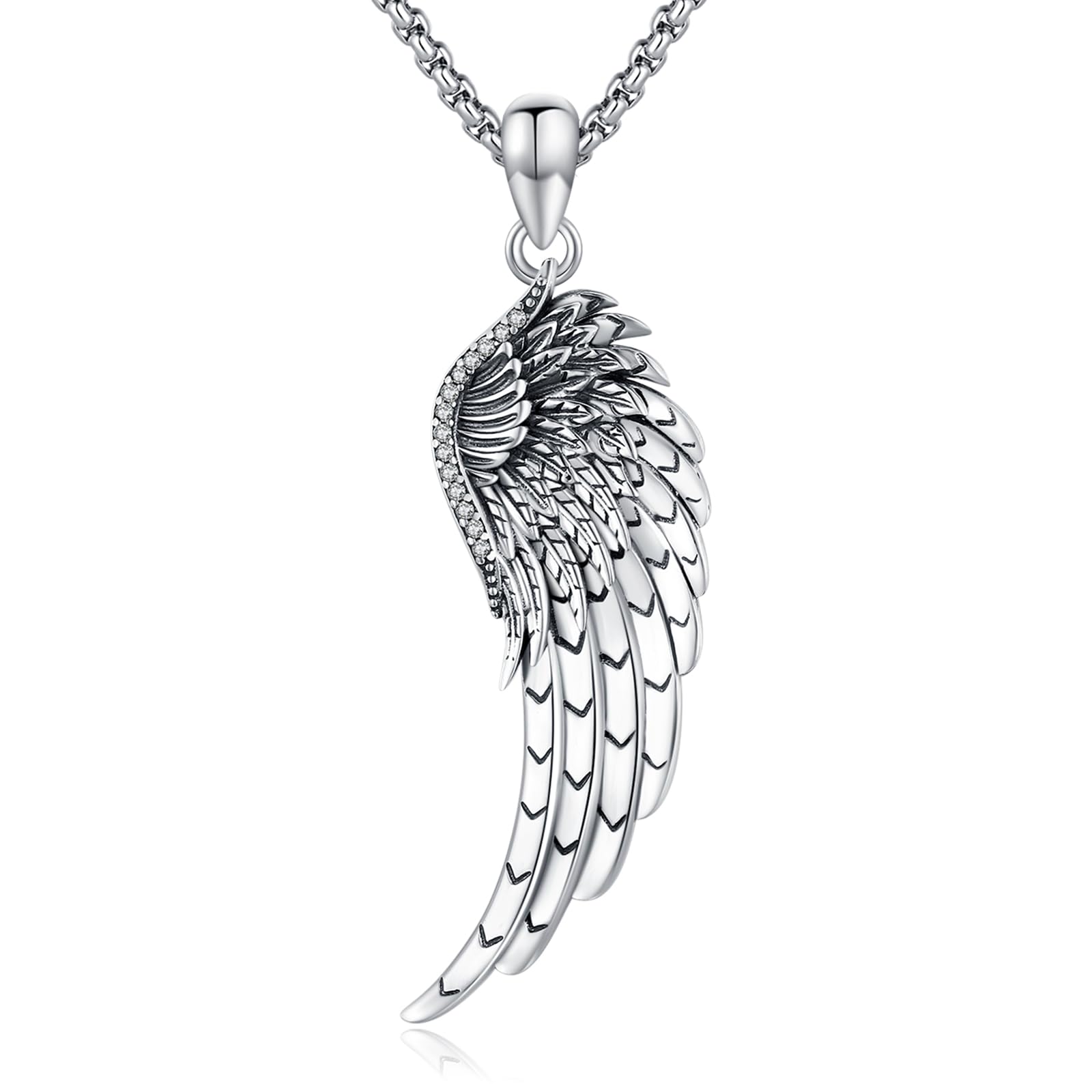 Eusense Angel Wings Necklace 925 Sterling Silver Guardian Pendant Jewellery for Women