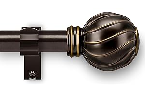 Brown Curtain Rods for Windows 28 to 48 Inch 7/8" Diamete Heavy Duty Adjustable Window Curtain Rod with Decorative Finials fo