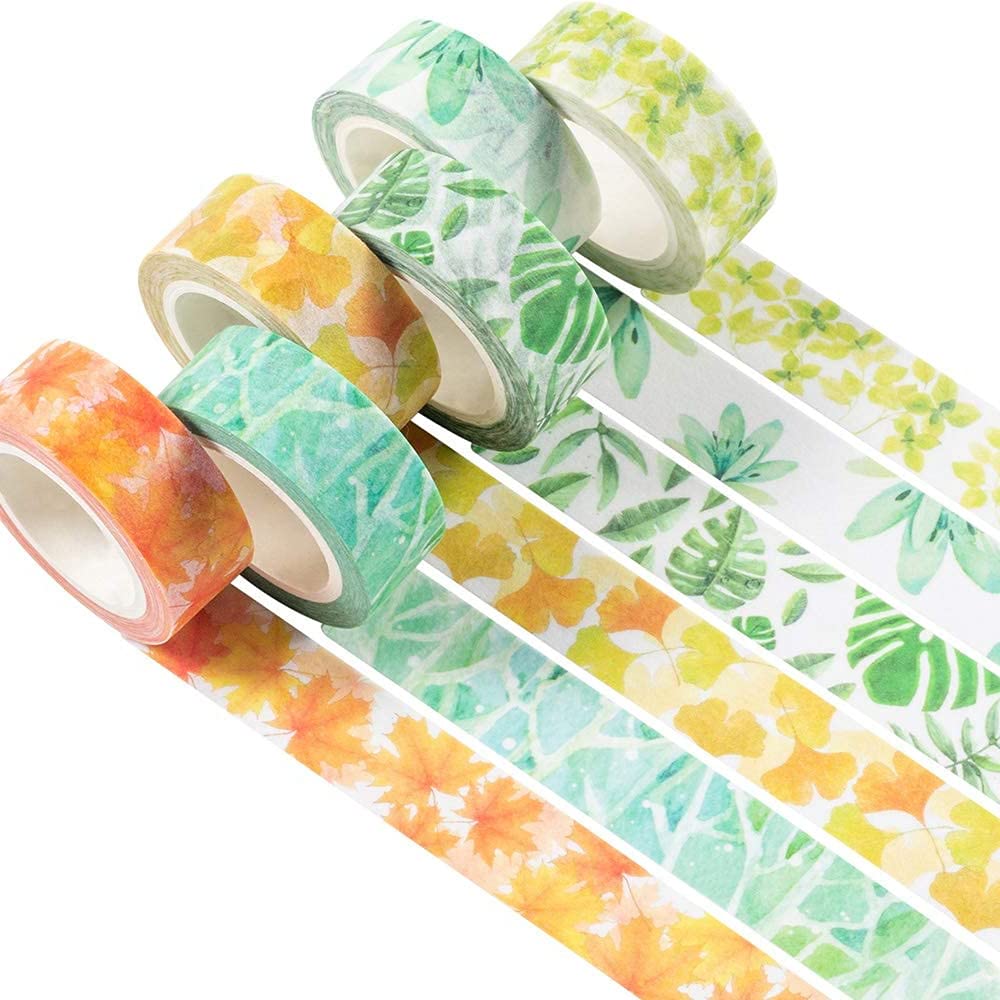 YUBX 6 Rolls of Washi Tape Decorative Paper Masking Tape for Scrapbooking, Craft and DIY
