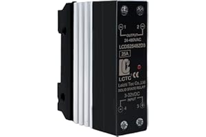 LCLCTC 12V Dc SSR 25 DA Solid State Relay DC to AC (Input 3-32V DC Output 24-480V AC) with Radiator, 25A SSR Relay with Fan relé de estado sólido (DC to AC 25A)