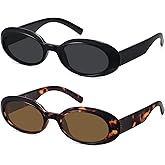 WOWSUN Retro Oval Sunglasses for Women Trendy 90s Vintage Small Face Shades Sun Glasses UV Protection