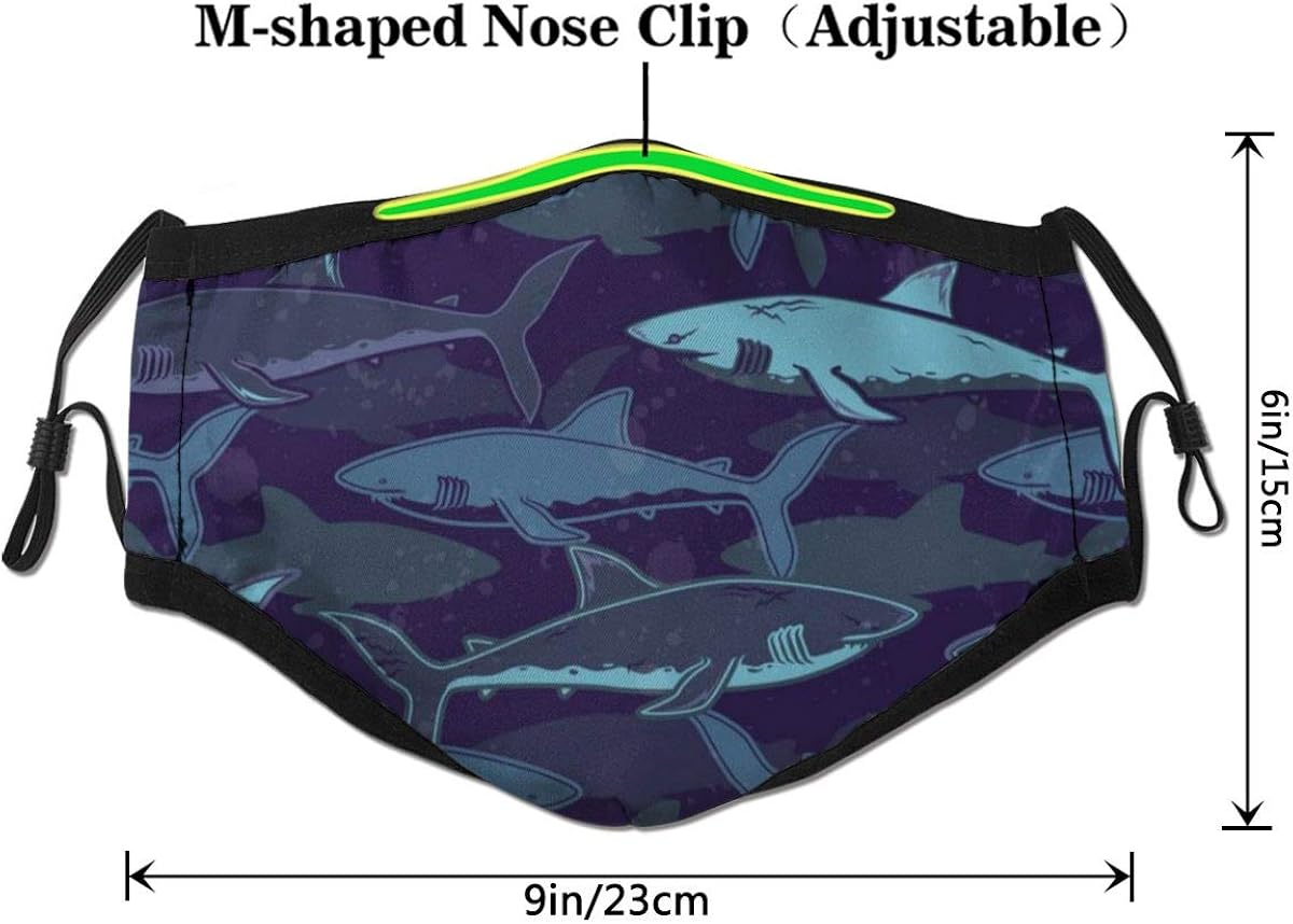 Navy Shark Fierce Anti Dust Face Protections Adjustable Face Mouth Protect Safety Breathable Half Face Air Protections for Men Women