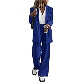 KIRUNDO Women Suits 2 Piece Set Business Casual Dressy Oversized Blazer Jacket and Wide Leg Dress Pantsuits Formal Outfits