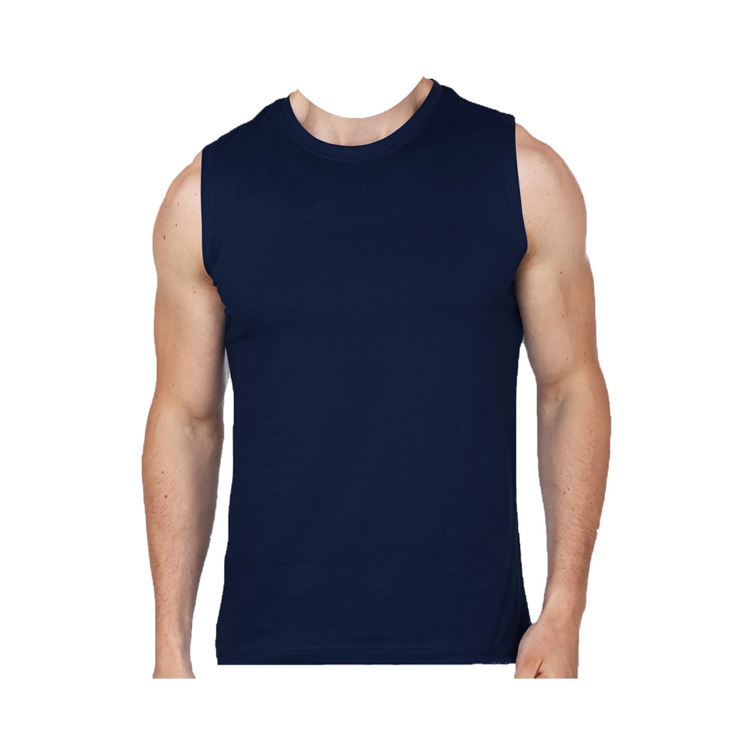 d-rash premium men's round neck - regular international fit - sleeveless t-shirt-navyblue